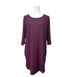 EILEEN FISHER Purple 3/4 Sleeve Knit‎ Tunic Dress